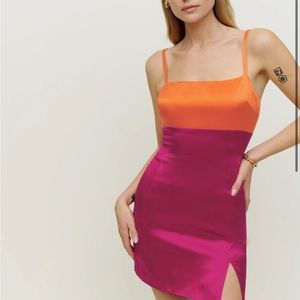 NWT REFORMATION JASMINE DRESS SIZE 4 in Citrus/Rhubarb